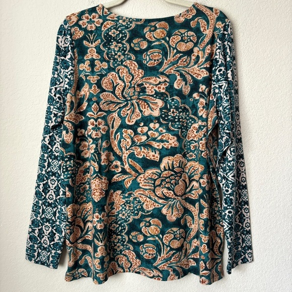 Belle by Kim Gravel Boho Mixed Print TripleLuxe Soft Modal Blend Shirt - Picture 9 of 10